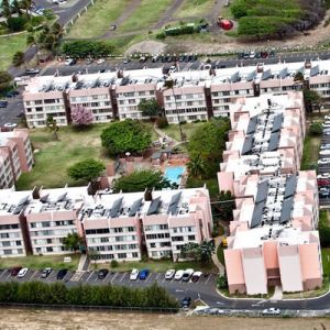 Buildings with solar panels