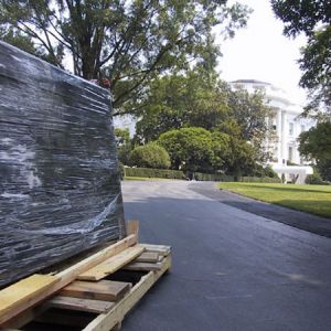 Solar panels on wood pallet 